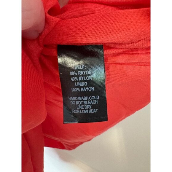 Lulus Women's Faux Wrap Dress Red Puffed Sleeve Button Accents Tie Size S - Picture 14 of 14